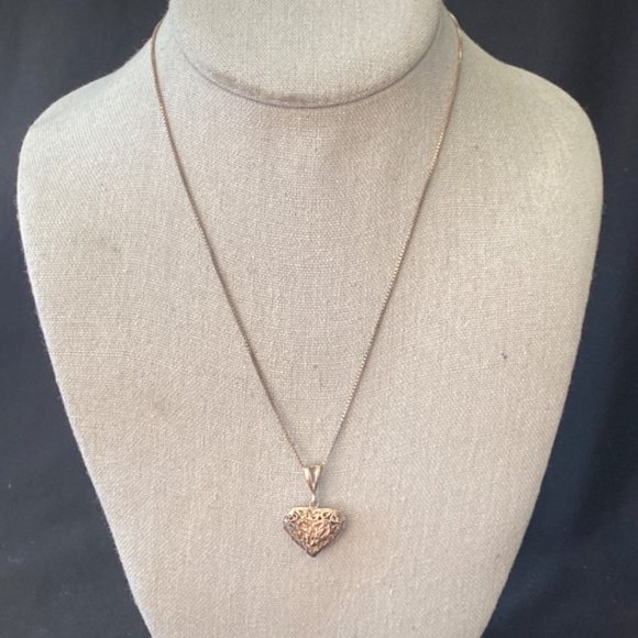 Pretty Sterling Silver 925 Filigree Heart Pendant Necklace 18" - Picture 2 of 11